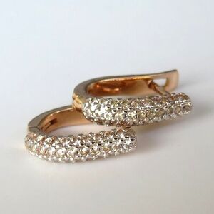 Solid 14K Rose Gold Fianite Hoops